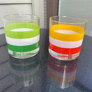 Vintage 3.25" Georges Briard Striped Glasses Mid-Century Modern Set of 2